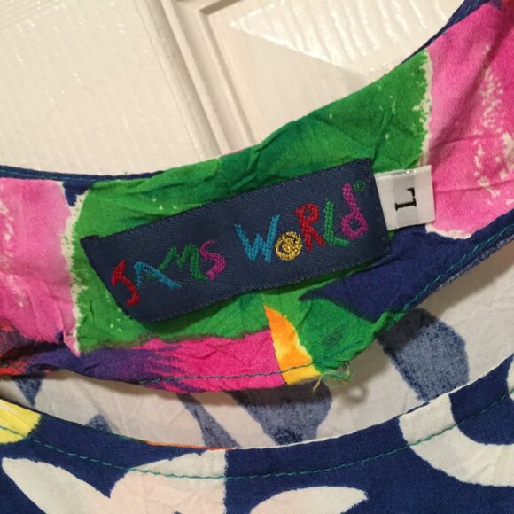 Jam’s World Hattie Dress Hibiscus Floral Mini Hawaiian Pullover Tiered S… - Picture 4 of 6